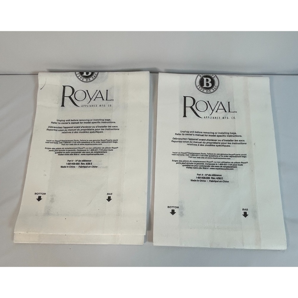New Royal Type B Vacuum Bags #2066247001,‎ Set of 2 Bags